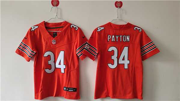 Womens Chicago Bears #34 Walter Payton Orange 2024 Draft F.U.S.E. Vapor Football Stitched Jersey(Run Small)